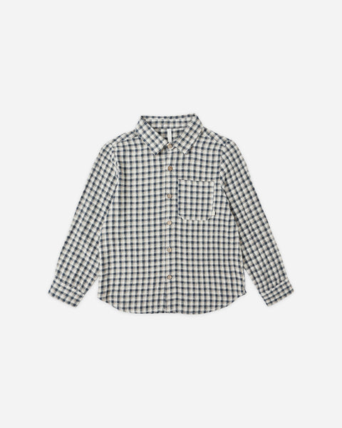 Rylee & Cru Navy Check Collared Long Sleeve Shirt