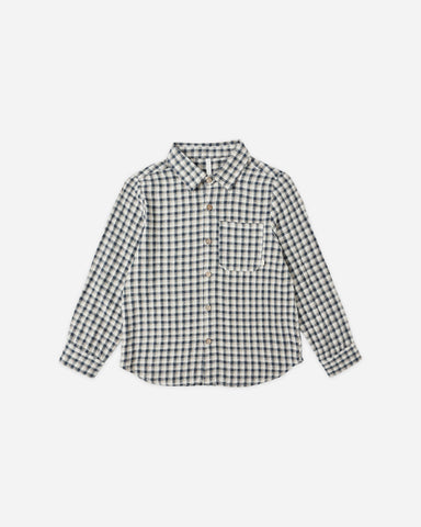 Rylee & Cru Navy Check Collared Long Sleeve Shirt