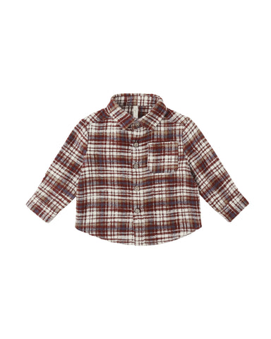 Rylee & Cru Burgundy Plaid Collared Long Sleeve Shirt