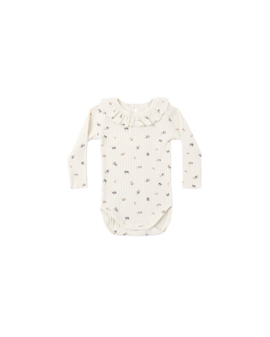 Rylee & Cru Natural Ditsy Ruffle Collar Bodysuit