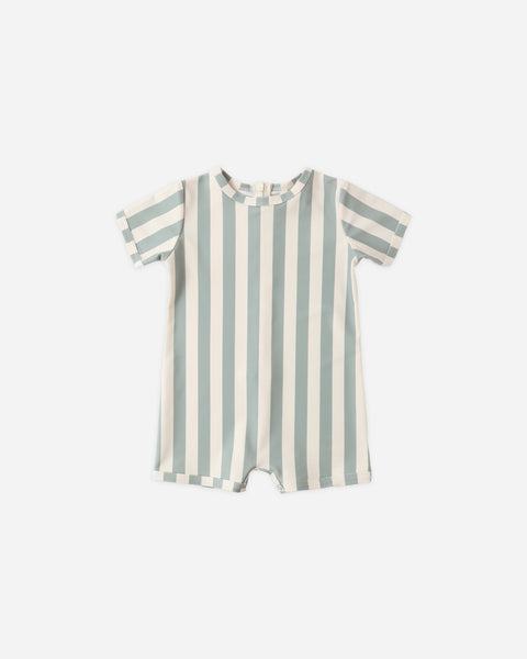 Rylee & Cru Green Stripe Shorty One-Piece