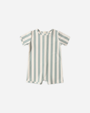 Rylee & Cru Green Stripe Shorty One-Piece