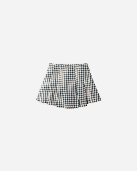 Rylee & Cru Navy Check Pleated Mini Skirt