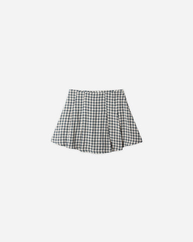 Rylee & Cru Navy Check Pleated Mini Skirt
