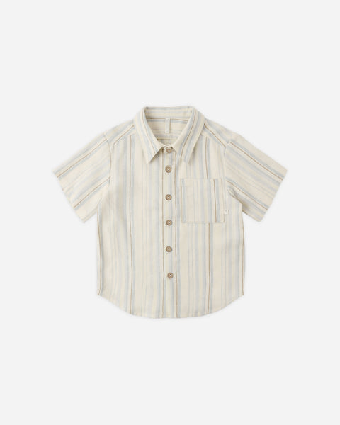 Rylee & Cru Natural Sea Stripe Collared Short Sleeve Shirt