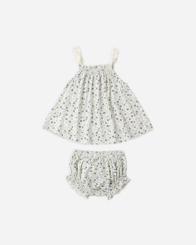 Rylee & Cru Ivory Blue Ditsy Swing Top & Bloomer Set
