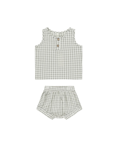 Rylee & Cru Eucalyptus Gingham Baby Tank Set