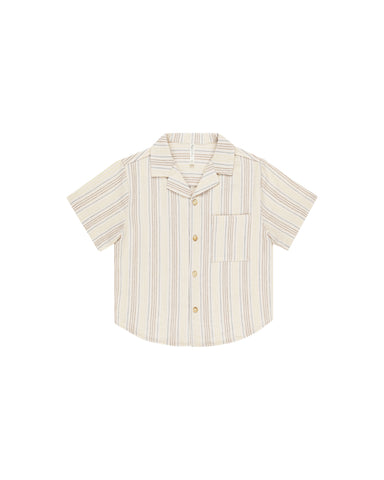 Rylee & Cru Ivory Summer Stripe Lapel Collar Shirt