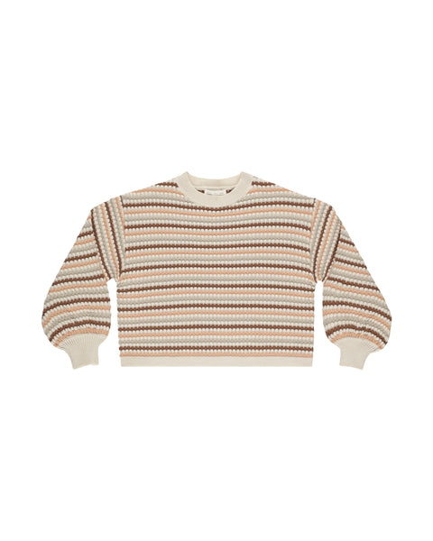 Rylee & Cru Natural Honeycomb Stripe Boxy Crop SWeater