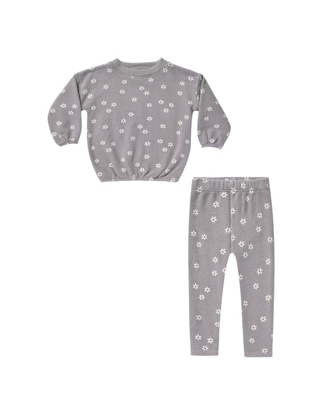 Rylee & Cru French Blue Daisy Spongey Knit Set