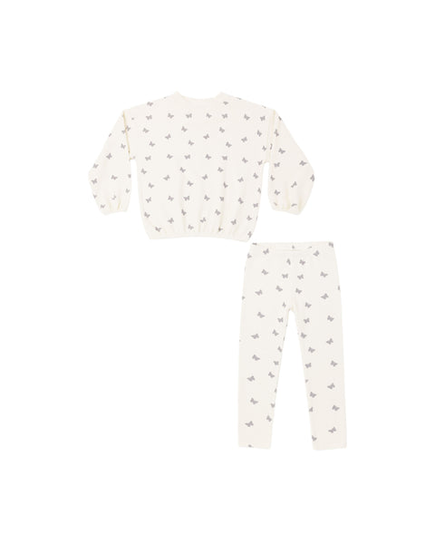 Rylee & Cru Natural Butterfly Ditsy Spongey Knit Set