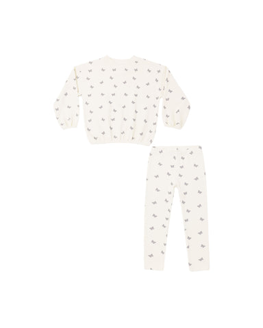Rylee & Cru Natural Butterfly Ditsy Spongey Knit Set