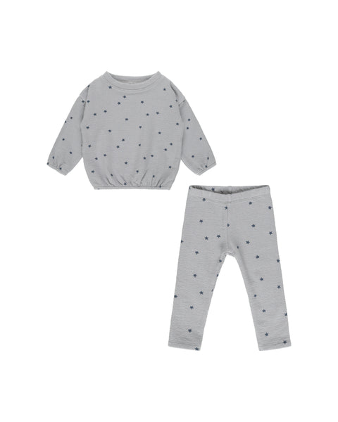 Rylee & Cru Dusty Blue Stars Spongey Knit Set