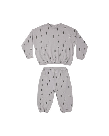 Rylee & Cru Dusty Blue Bolts Relaxed Set
