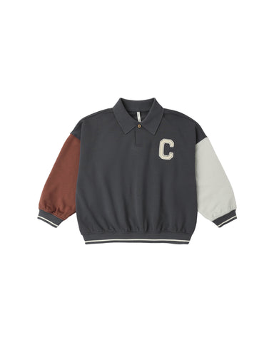 Rylee & Cru Midnight Color Block Collared Sweatshirt