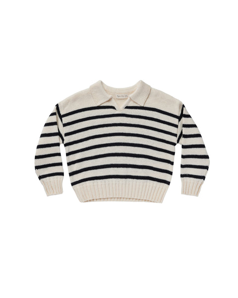 Rylee & Cru Black Stripe Collared Sweater