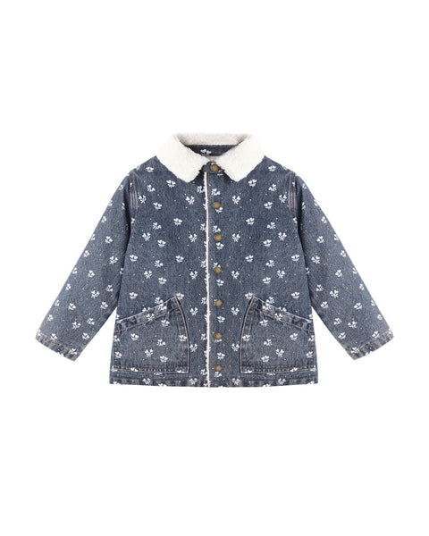 Rylee & Cru Indigo Heart Ditsy Long Chore Coat