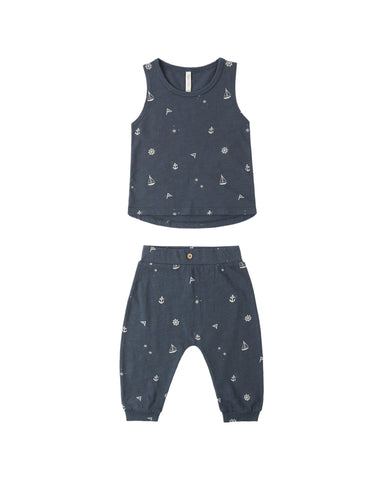 Rylee & Cru Navy Maritime Tank + Slouch Pant Set