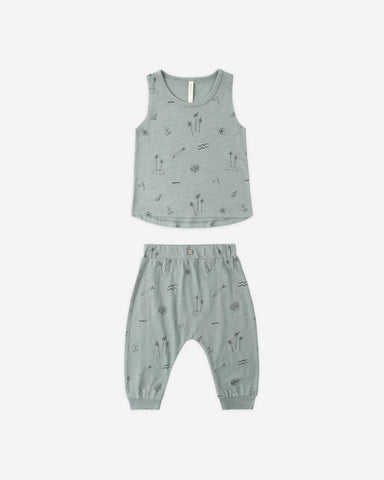 Rylee & Cru Green Coastal Tank + Slouch Pant Set