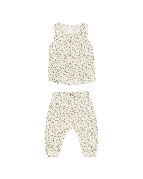 Rylee & Cru Ivory Lemons Tank + Slouch Pant Set