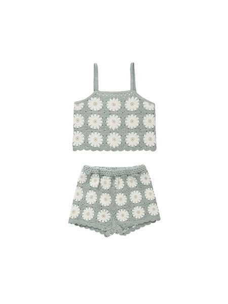 Rylee & Cru Seafoam Daisy Crochet Summer Set