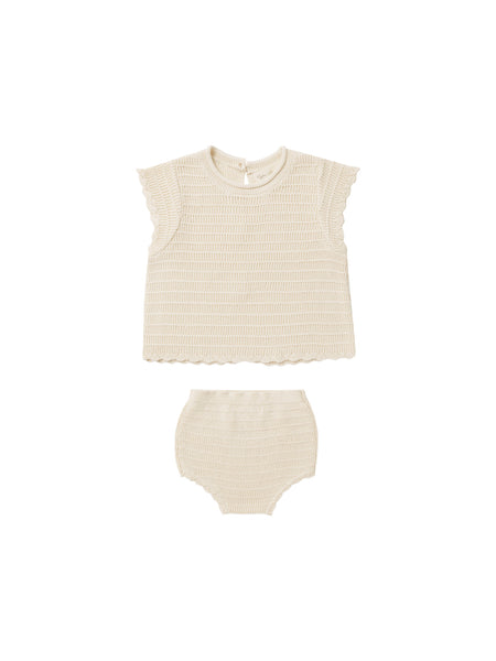 Rylee & Cru Natural Scallop Knit Baby Set