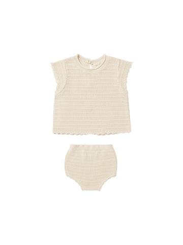 Rylee & Cru Natural Scallop Knit Baby Set