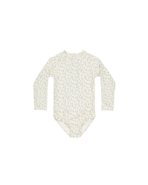 Rylee & Cru Ivory Lemons Delphine One-Piece Rashguard