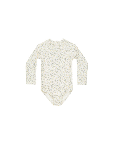 Rylee & Cru Ivory Lemons Delphine One-Piece Rashguard