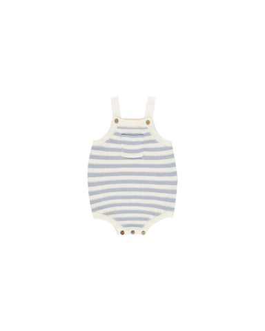 Rylee & Cru Light Blue Stripe Ashton Knit Romper