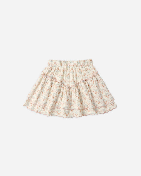 Rylee & Cru Ivory Blossom Tiered Mini Skirt