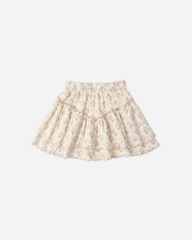 Rylee & Cru Ivory Blossom Tiered Mini Skirt