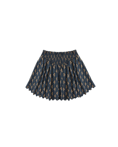 Rylee & Cru Navy Vintage Bloom Smocked V Mini Skirt