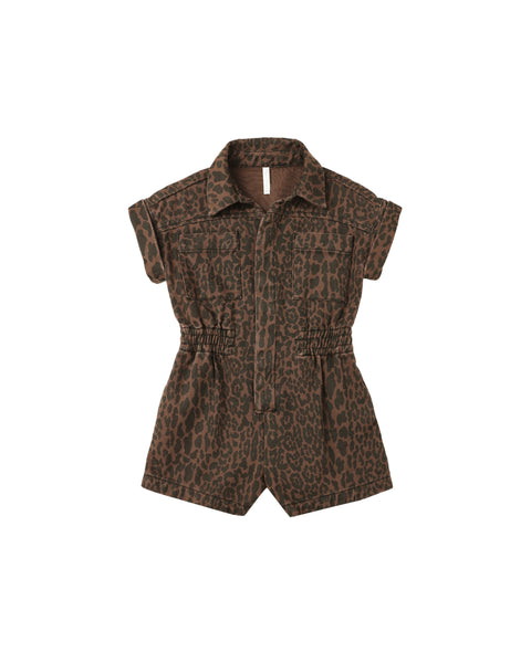 Rylee & Cru Brown Leopard Utility Romper