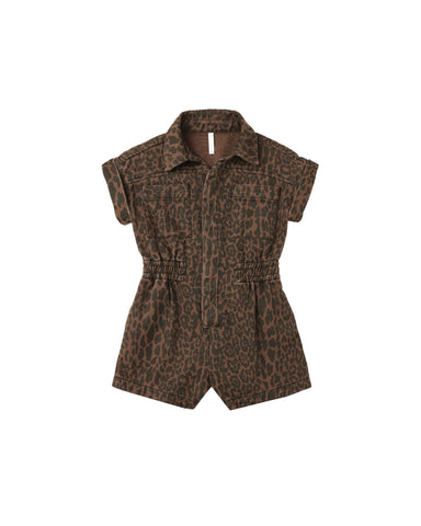 Rylee & Cru Brown Leopard Utility Romper