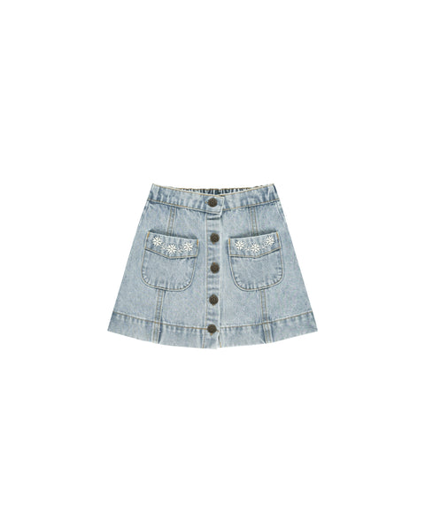 Rylee & Cru Light Blue Washed Denim Denver Mini Skirt