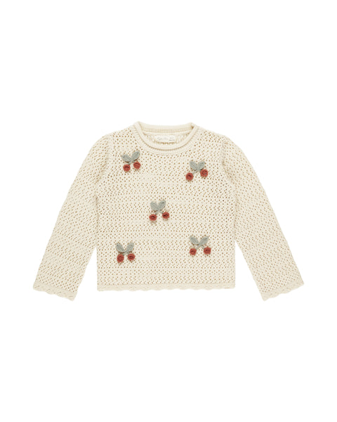 Rylee & Cru Natural Cherries Crochet Knit Pullover