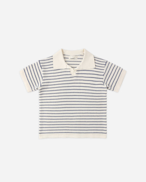 Rylee & Cru Ivory Marine Stripe Chandler Knit Polo