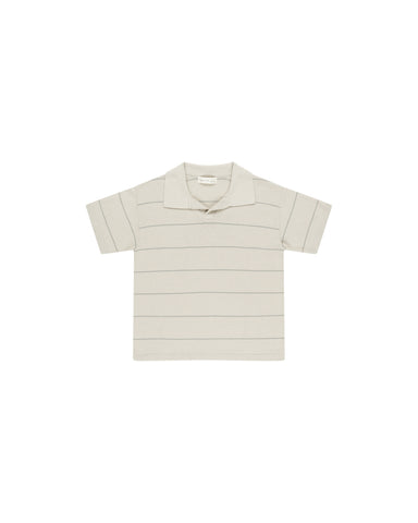 Rylee & Cru Stone Eucalyptus Stripe Chandler Knit Polo + Short Set