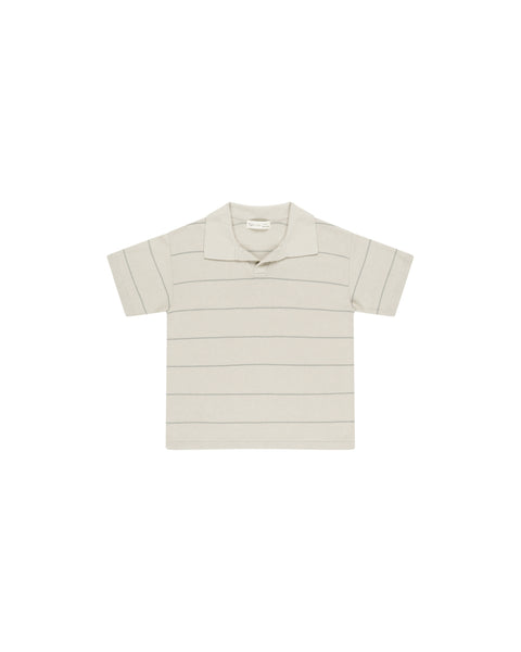 Rylee & Cru Stone Eucalyptus Stripe Chandler Knit Polo
