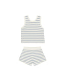 Rylee & Cru Light Blue Stripe Crochet Tank Set