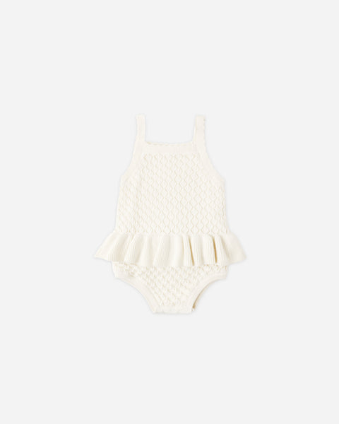 Rylee & Cru Natural Crochet Ruffle Romper