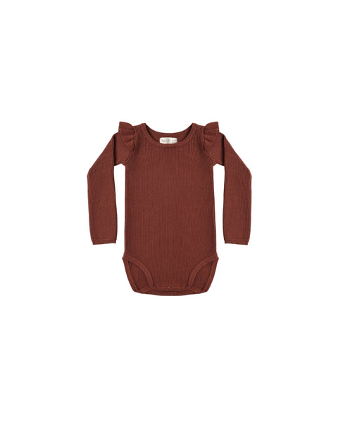 Rylee & Cru Brick Shoulder Ruffle Bodysuit