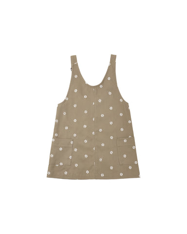 Rylee & Cru Olive Embroidered Daisies V-neck Overall Dress