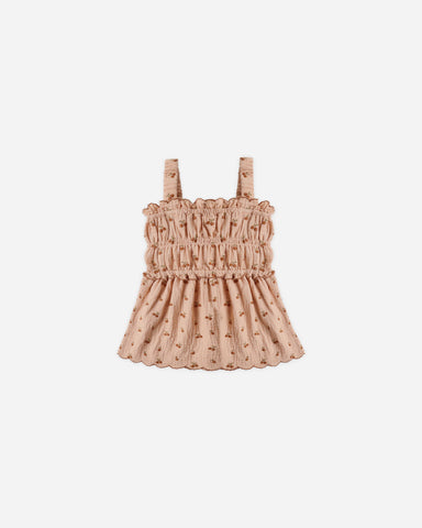 Rylee & Cru Melon Cherry Embroidery Smocked Tank+ Short Set