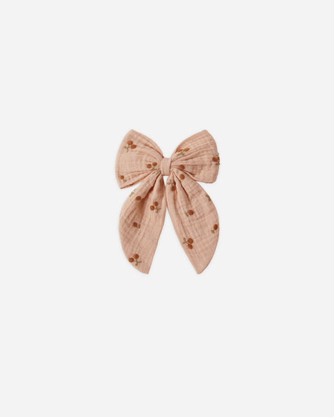Rylee & Cru Melon Cherry Embroidery Oversized Bow