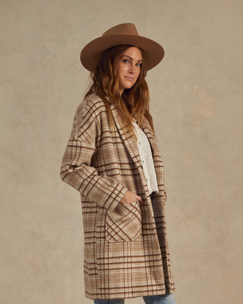 Rylee & Cru Womens Rustic Plaid Longline Coat