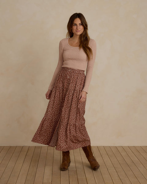 Rylee & Cru Womens Brick Rosette Joelle Skirt