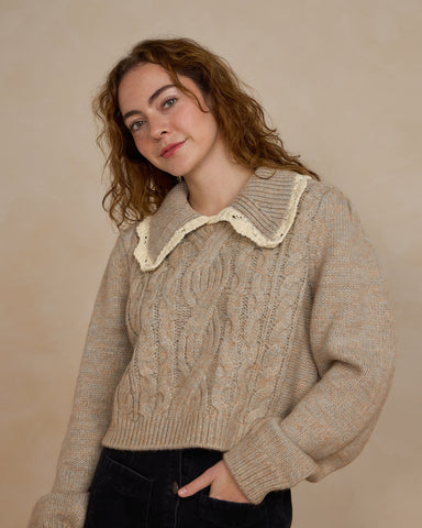 Rylee & Cru Womens Heathered Sand Alice Sweater