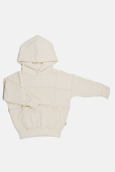 Mini Kid Ivory Raw Reversed Hoodie Sweatshirt